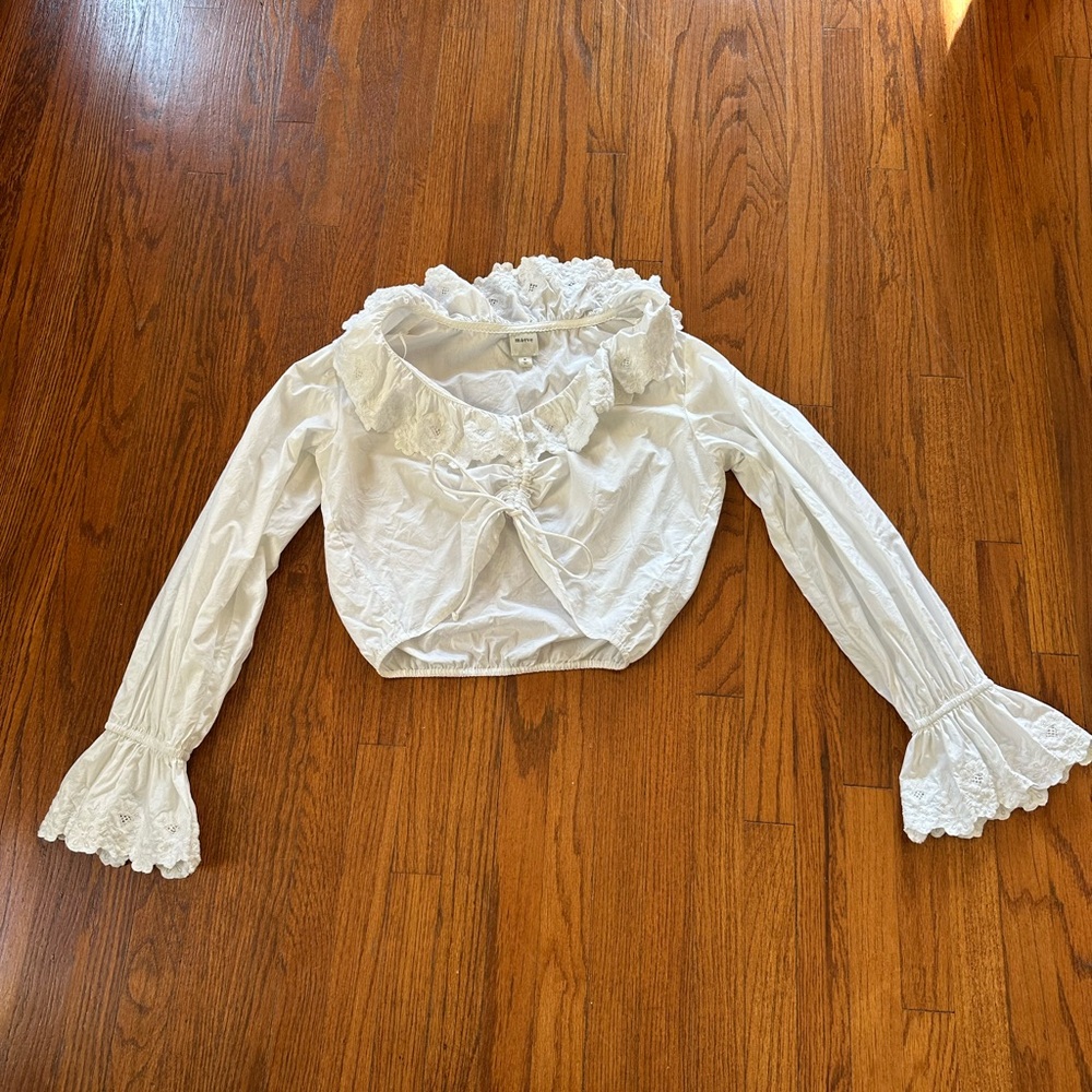 White Ruffled Boho Top - Picture 2 of 3